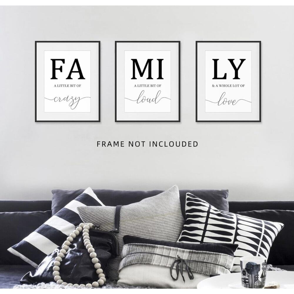 Family Poster Black and White Wall Art for Living Room Canvas 11x14 Picture